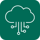 Cloud icon with a circuit board, representing the connection between mobile cloud computing and technology.